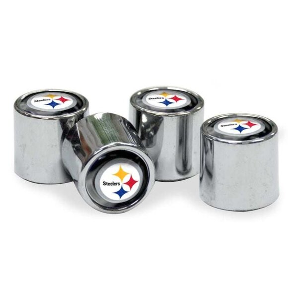 NWT NIB NFL Official Steelers Logo Valve Stem Caps: Pack Of 4 - Picture 1 of 3